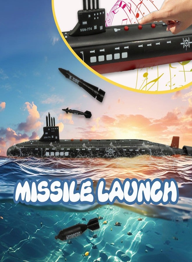 OTONOPI Toy Submarine Military Toy Naval Ship with Launching Function Model Ship with Sound Effects Army Toy War Ship Play Set for Kids 16.5 Inches Boat with Display Stand - Image 3